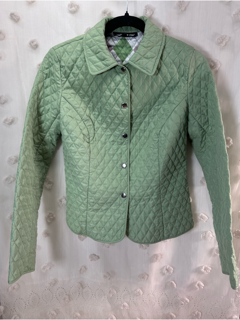 Briggs New York Women’s Mint Green Quilted Snap-Front Jacket Size Small